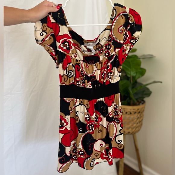 Y2K Boho Floral Tie Back Milkmaid Style Top - Picture 5 of 7